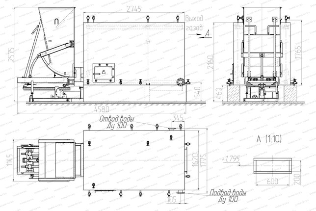Котел КВм 1.0 МВт с ТШПМ чертеж